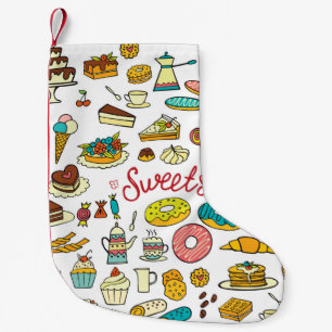 Farbenfrohe Doodle-Süßigkeiten: Desserdesign Kleiner Weihnachtsstrumpf