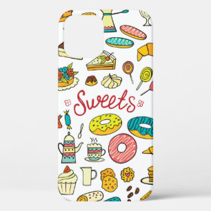 Farbenfrohe Doodle Süßigkeiten Essen auf Weiß. Vin Case-Mate iPhone Hülle