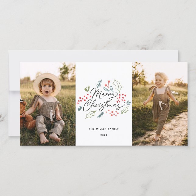 Farbenfrohe Doodles Frohe Weihnachten 2 Foto (Vorderseite)