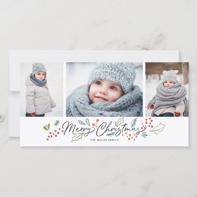 Farbenfrohe Doodles Frohe Weihnachten 3 Foto (Vorderseite)