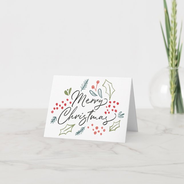 Farbenfrohe Doodles Frohe Weihnachten Moderne Schr Karte (Vorderseite)