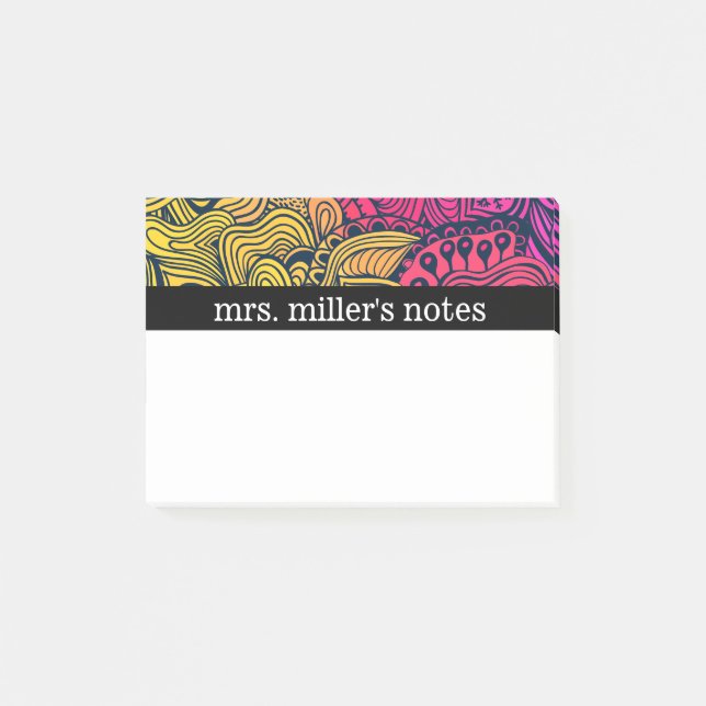 Farbenfrohe Doodles Post-it Klebezettel (Vorderseite)