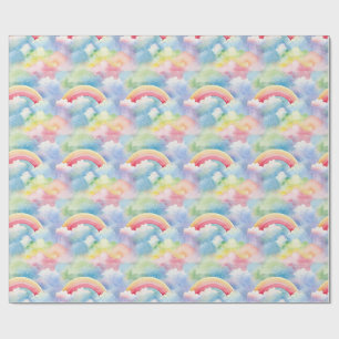Farbenfrohe Doppel-Regenbogen und Wolken im Himmel Geschenkpapier