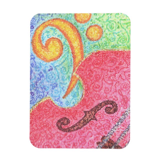 Farbenfrohe Doppelbläser und Clef - Magnet (Vertikal)