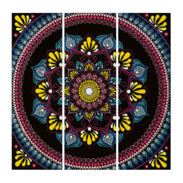 Farbenfrohe Dot Art Mandala | Sacred Geometry Boho Triptychon