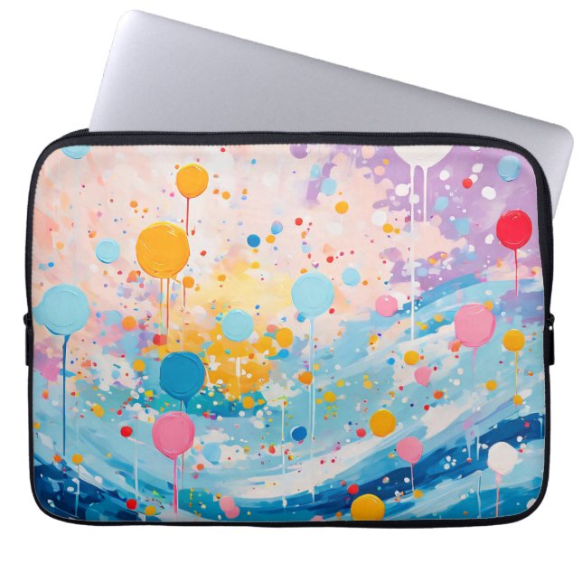 Farbenfrohe Dots Tropfen Spritzer Laptopschutzhülle (Vorderseite)