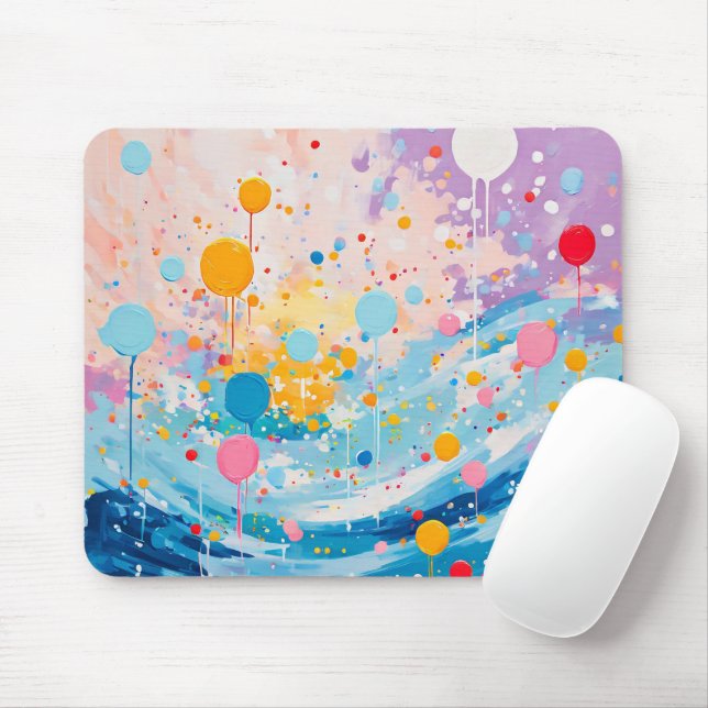 Farbenfrohe Dots Tropfen Spritzer Mousepad (Mit Mouse)