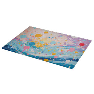 Farbenfrohe Dots Tropfen Spritzer Schneidebrett