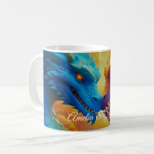 Farbenfrohe Drachen in der Liebe Kaffeetasse