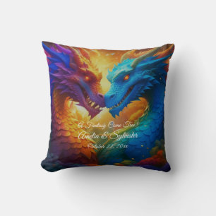 Farbenfrohe Drachen in der Liebe Kissen