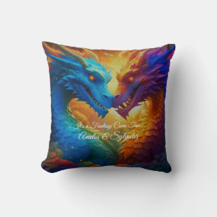 Farbenfrohe Drachen in der Liebe Kissen