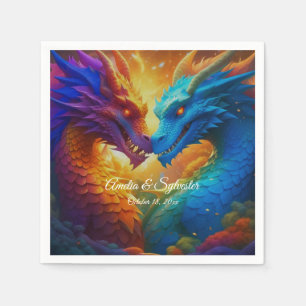 Farbenfrohe Drachen in der Liebe Serviette