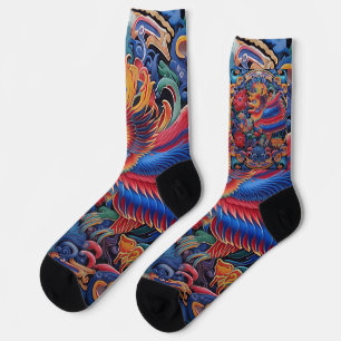 Farbenfrohe drachenartige Muster-Socken Socken