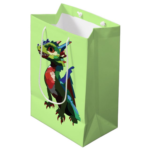 Farbenfrohe Drachenkunst Mittlere Geschenktüte (Vorderseite Schrägansicht)
