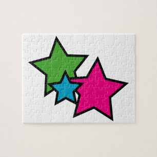 Farbenfrohe Drei Sterne Grün Pink Blau Pop Art 