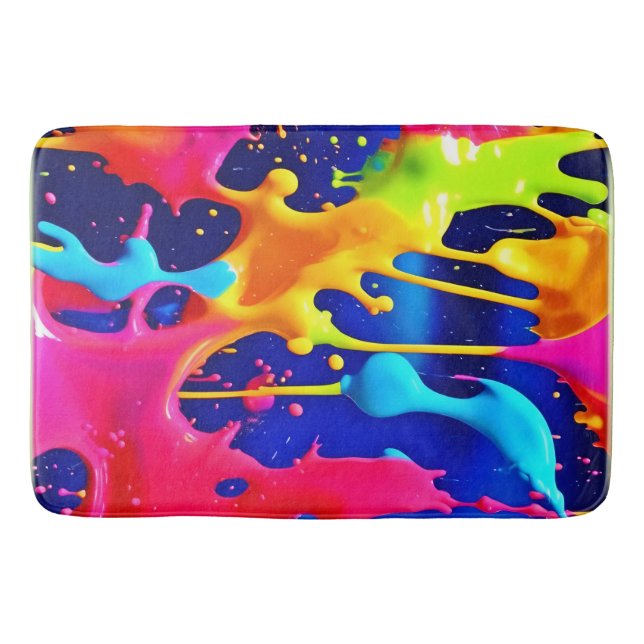 Farbenfrohe Drilling Paint Artwork Badematte (Vorderseite)