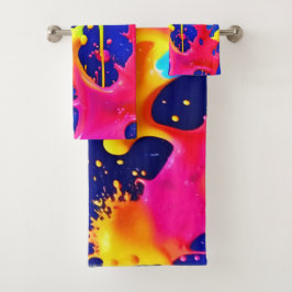 Farbenfrohe Drilling Paint Artwork Badhandtuch Set