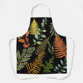 Farbenfrohe dunkle Fern Botanische Blätter Schürze