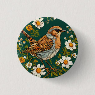 Farbenfrohe Dunnock Bird Amid blühende Blume Button