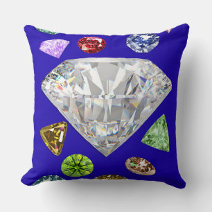 Farbenfrohe Edelsteine und großes Diamant-Grafik Kissen
