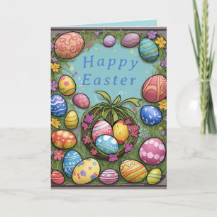 Farbenfrohe Eier Happy Osterferienkarte Feiertagskarte