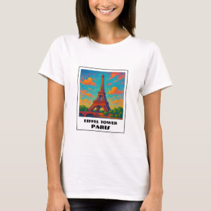 Farbenfrohe Eiffelturm Pariser Reise T-Shirt