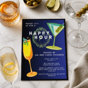 Farbenfrohe einfache Happy Hour-Einladung Einladung
