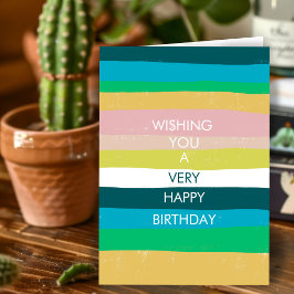 Farbenfrohe einfache Streifen GLÜCKLICH BIRTHDAY C Karte