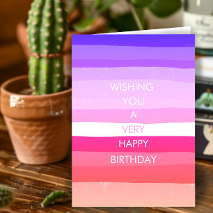 Farbenfrohe einfache Streifen HAPPY BIRTHDAY CUSTO Karte