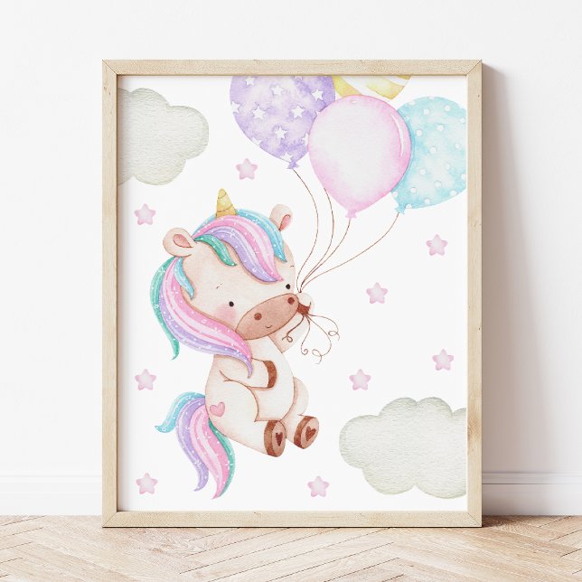 Farbenfrohe Einhorn, Balloons, Sterne, Girl Kinder Fotodruck (Von Creator hochgeladen)