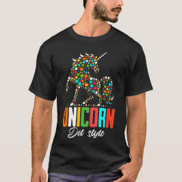 Farbenfrohe Einhorn Dot Art T-Shirt