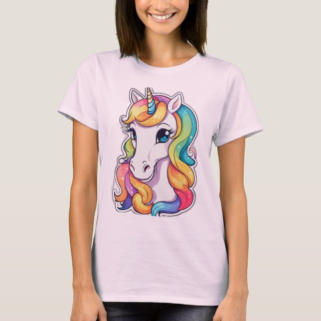 Farbenfrohe Einhorn-Illustration T-Shirt (Vorderseite)
