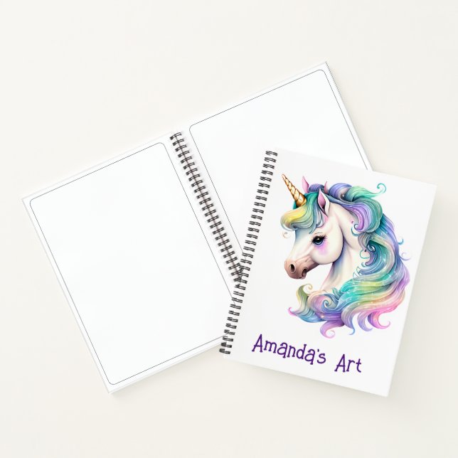 Farbenfrohe Einhorn Kinder Personalisierte Skizze Notizbuch (Innenseite)