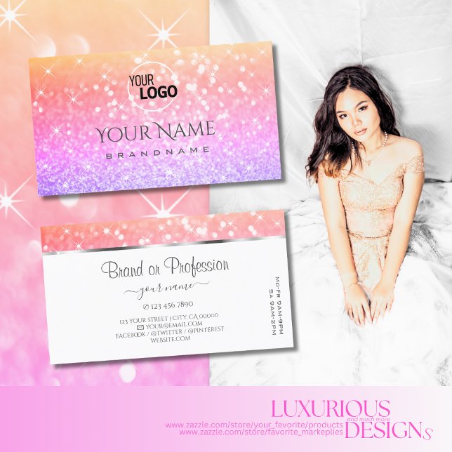 Farbenfrohe Einhorn Pastel Rainbow Glitzer Logo Visitenkarte (Von Creator hochgeladen)