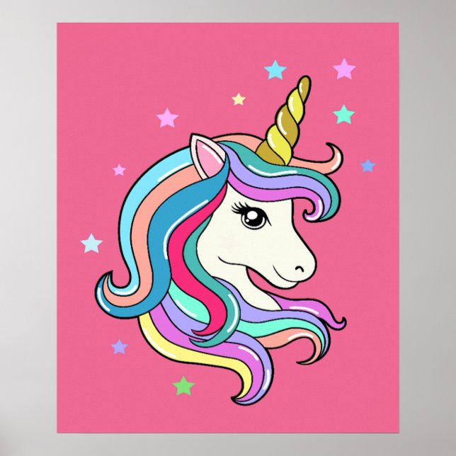Farbenfrohe Einhorn Poster (Vorne)