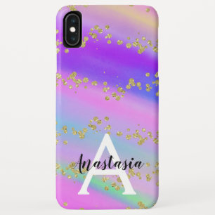 Farbenfrohe Einhorn-Regenbogen-Gold-Glitzer-Monogr Case-Mate iPhone Hülle