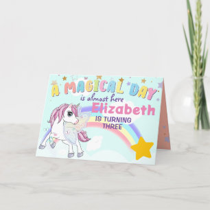 Farbenfrohe Einhorn Regenbogen Niedlich Magenrosa Dankeskarte