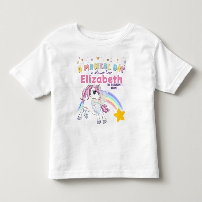 Farbenfrohe Einhorn Regenbogen Niedlich Magenrosa Kleinkind T-shirt (Vorderseite)