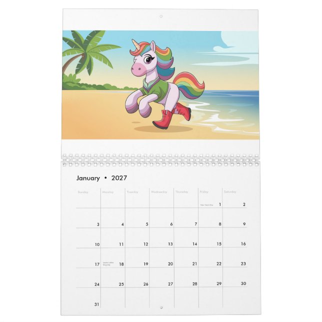 Farbenfrohe Einhorn-Sammlung Kalender (Jan 2027)