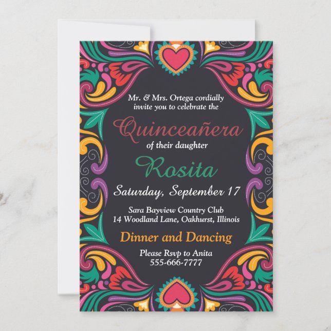 Farbenfrohe Einladung zur spanischen Grenze Quince (Vorderseite)