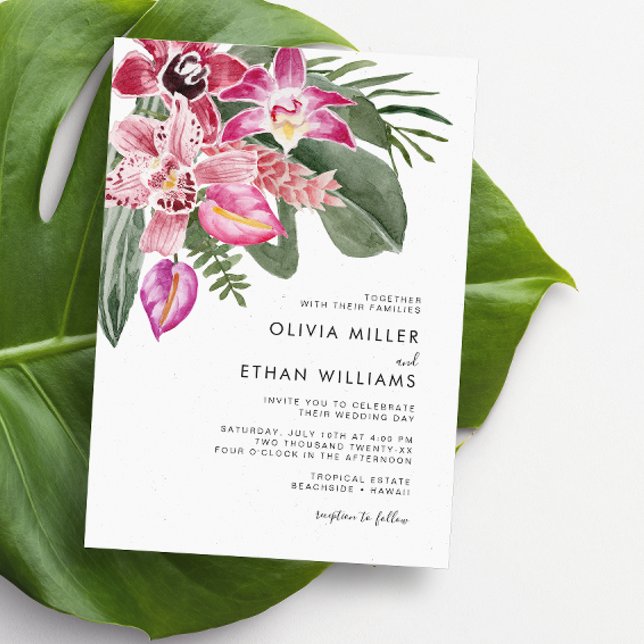 Farbenfrohe Einladungen zu tropischen Hochzeiten (Colorful Tropical Floral Wedding Invitations by Painted Paperie)