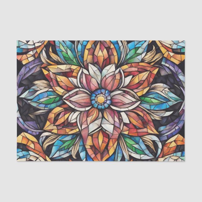 Farbenfrohe, einzigartige Abstrakte Mosaik-Blume Seidenpapier (Vorderseite)