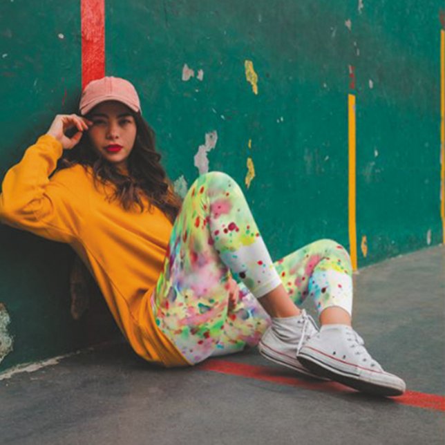 Farbenfrohe, einzigartige Paint Spritzer Regenboge Leggings (Von Creator hochgeladen)