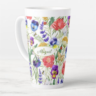 Farbenfrohe Einzigartige Wasserfarbe Wilde Blume B Milchtasse