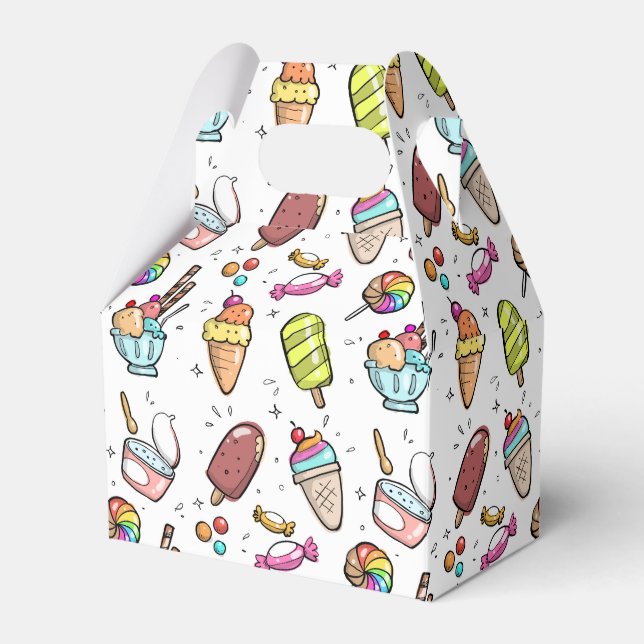 Farbenfrohe Eiscreme, Bonbons und Lollenmuster Geschenkschachtel (Vorderseite)