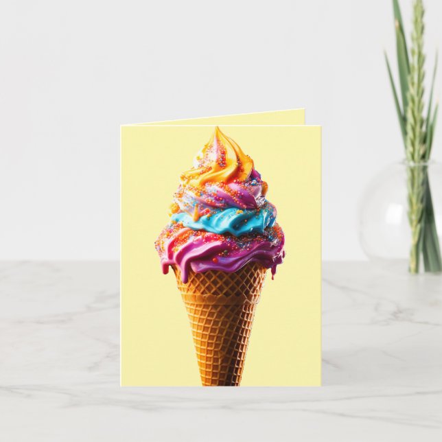 Farbenfrohe Eiscreme Dankeskarte (Vorderseite)