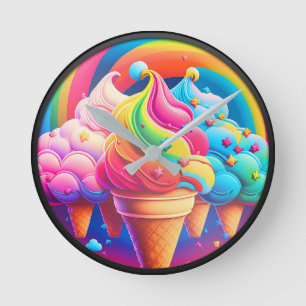 Farbenfrohe Eiscreme Runde Wanduhr