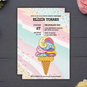 Farbenfrohe Eiscreme Scoop Sprinkles Babydusche Einladung