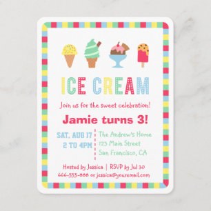 Farbenfrohe Eiscreme-Sommerparty-Einladungen Einladung