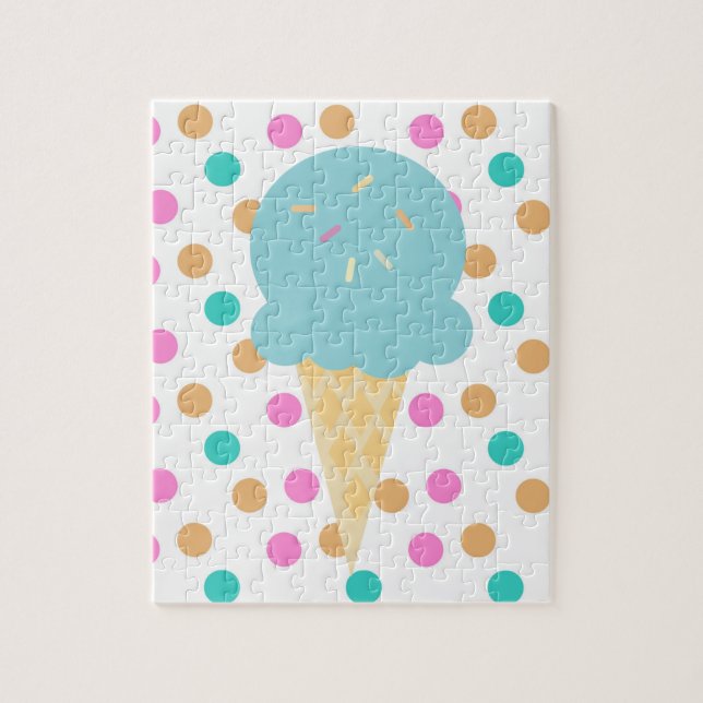 Farbenfrohe Eiscreme und Punkte Rosa Blau farbenfr (Vertikal)